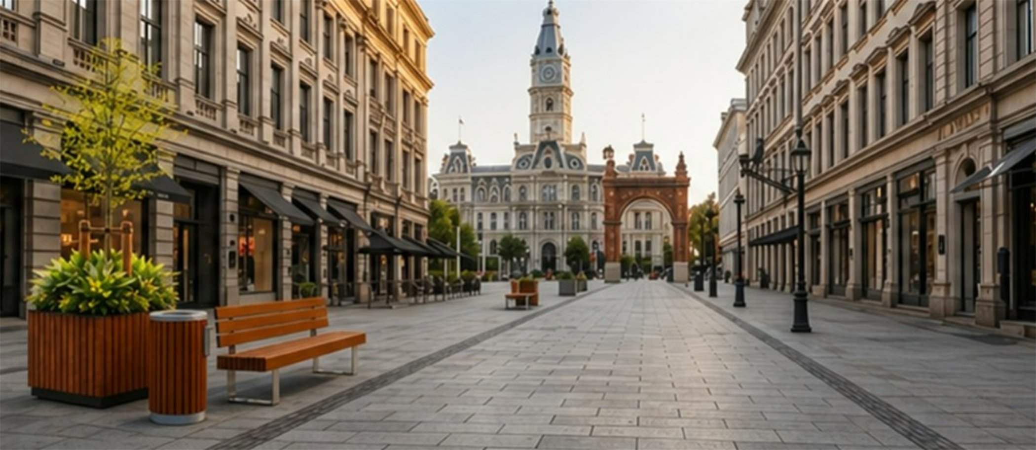 Palmverra furniture on a civic street