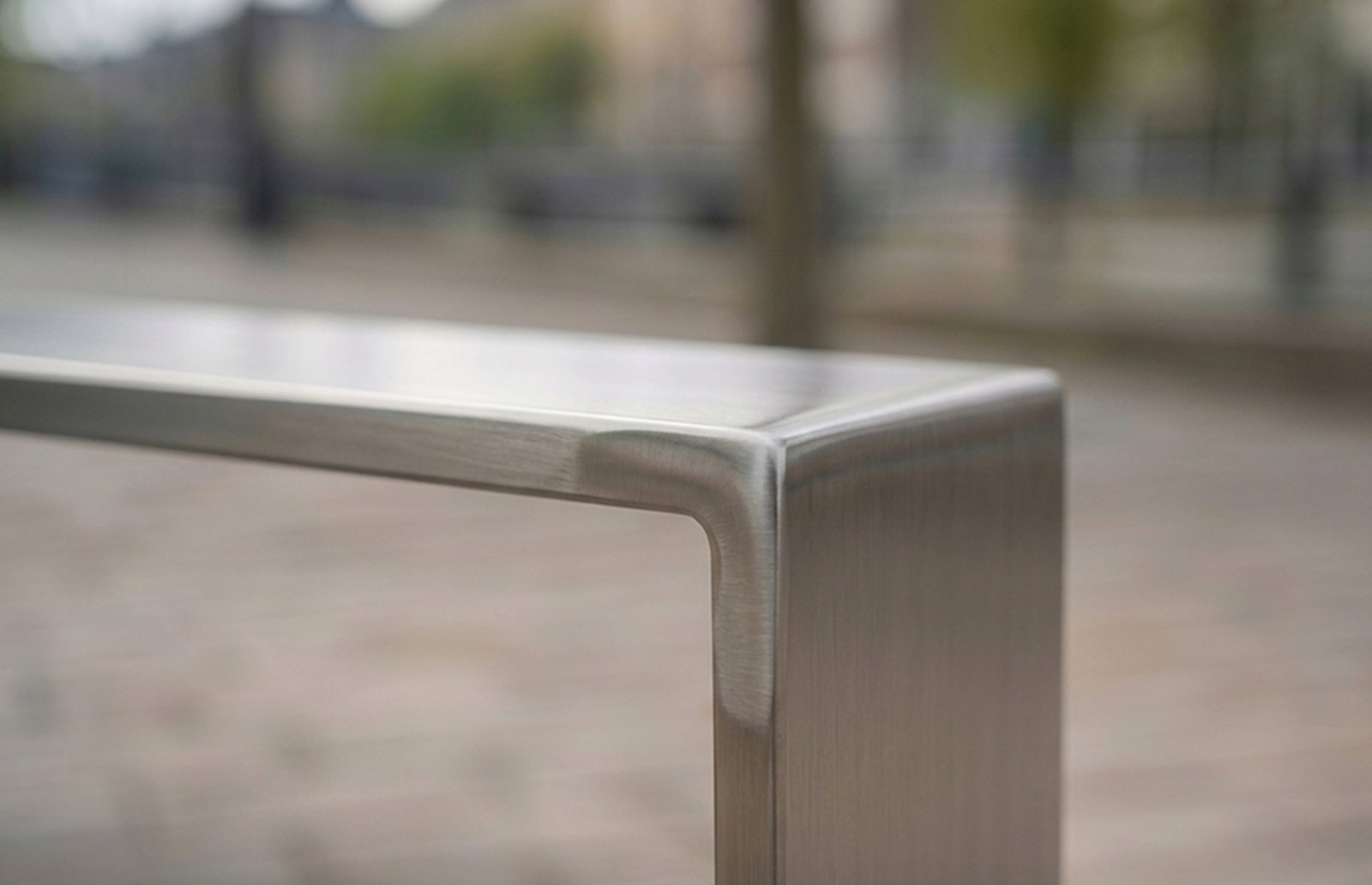Brushed steel bench frame